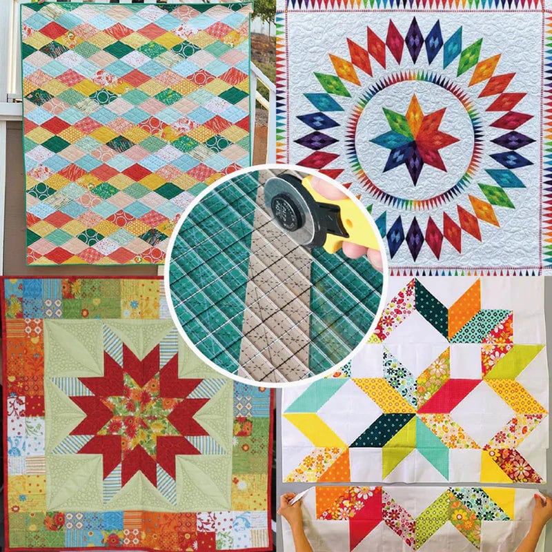 Quilt Cutting Ruler Non-Slip Ergonomic Handle Cuts 6 Layers