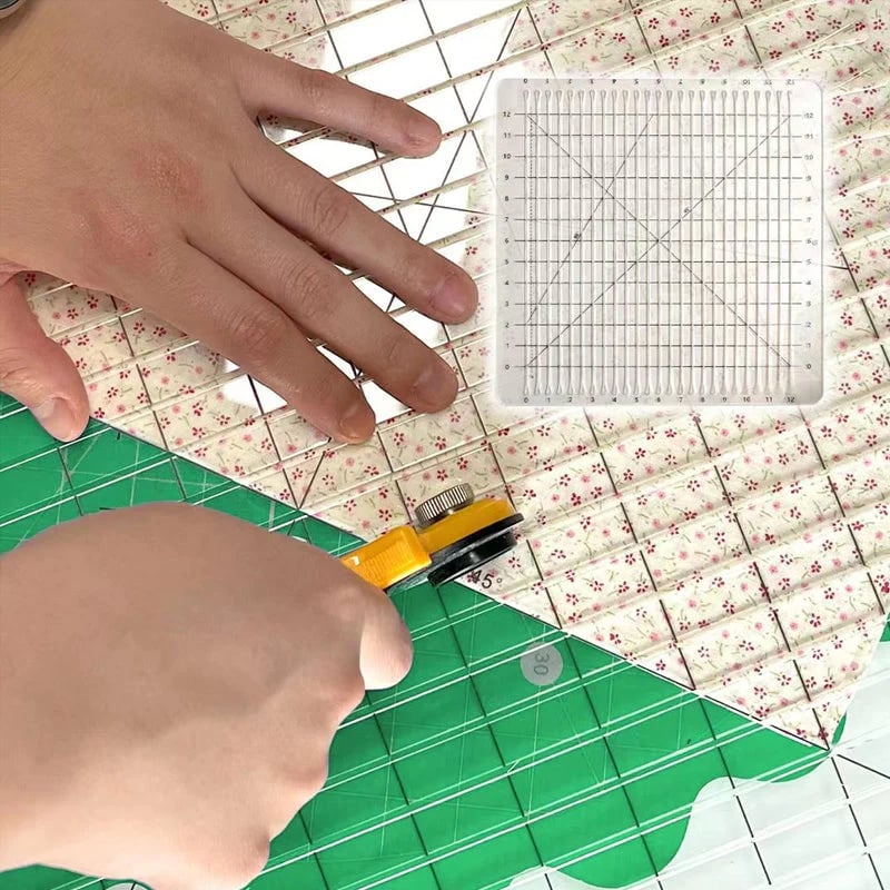 Quilt Cutting Ruler Non-Slip Ergonomic Handle Cuts 6 Layers