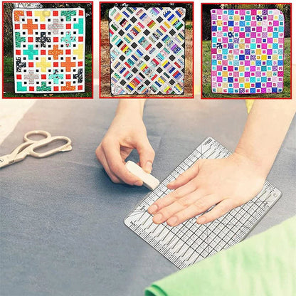 Quilt Cutting Ruler Non-Slip Ergonomic Handle Cuts 6 Layers