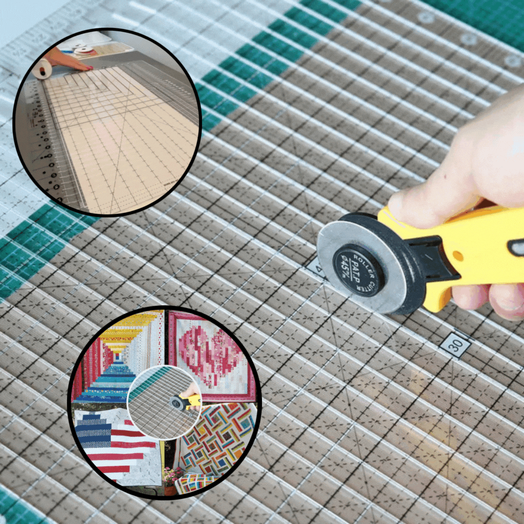 Quilt Cutting Ruler Non-Slip Ergonomic Handle Cuts 6 Layers