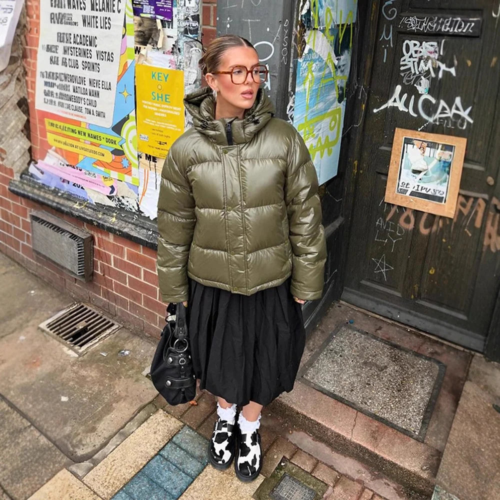 Quilted Jacket Lightweight Water-Repellent Fixed Hood