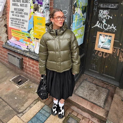 Quilted Jacket Lightweight Water-Repellent Fixed Hood