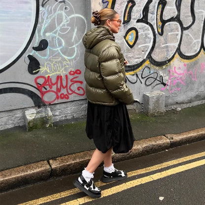 Quilted Jacket Lightweight Water-Repellent Fixed Hood