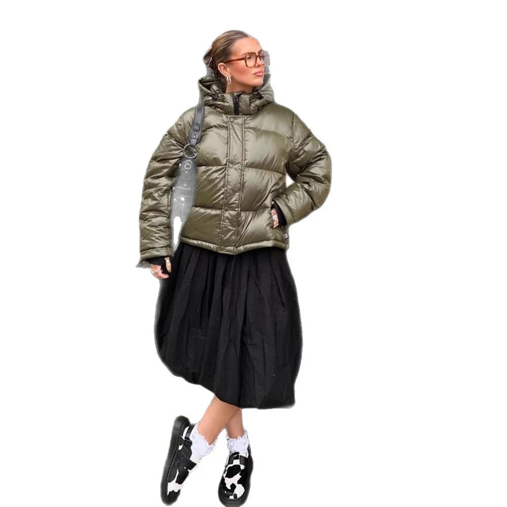 Quilted Jacket Lightweight Water-Repellent Fixed Hood