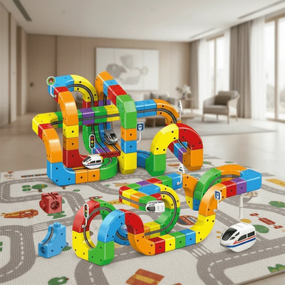 Railway Building Set Modular Tracks USB-Rechargeable Locomotive
