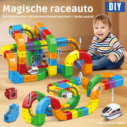 Railway Building Set Modular Tracks USB-Rechargeable Locomotive