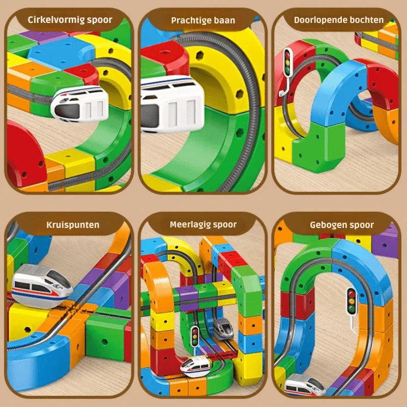 Railway Building Set Modular Tracks USB-Rechargeable Locomotive