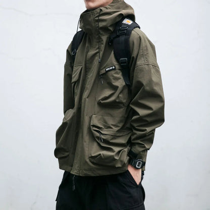 Rain Jacket Waterproof Lightweight Packable With Adjustable Hood
