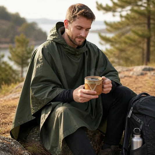 Rain Poncho 3-in-1 Waterproof & Windproof Packable