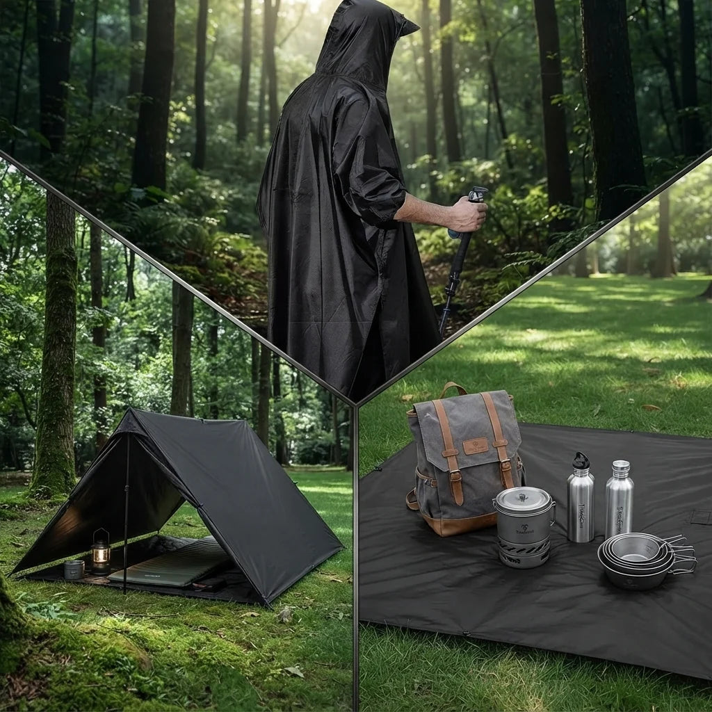 Rain Poncho 3-in-1 Waterproof & Windproof Packable