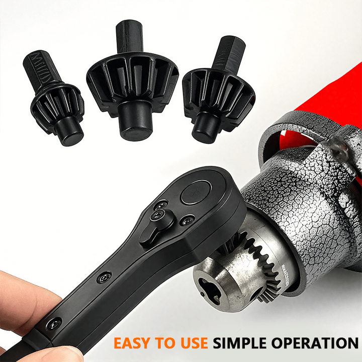 Ratchet Wrench For Drill Chucks Dual-Head Reversible Steel