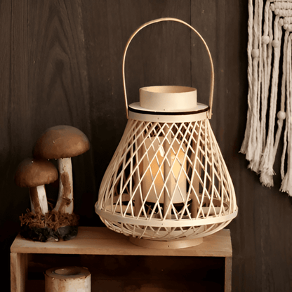 Rattan Lantern Handwoven Flameless LED & Battery Powered