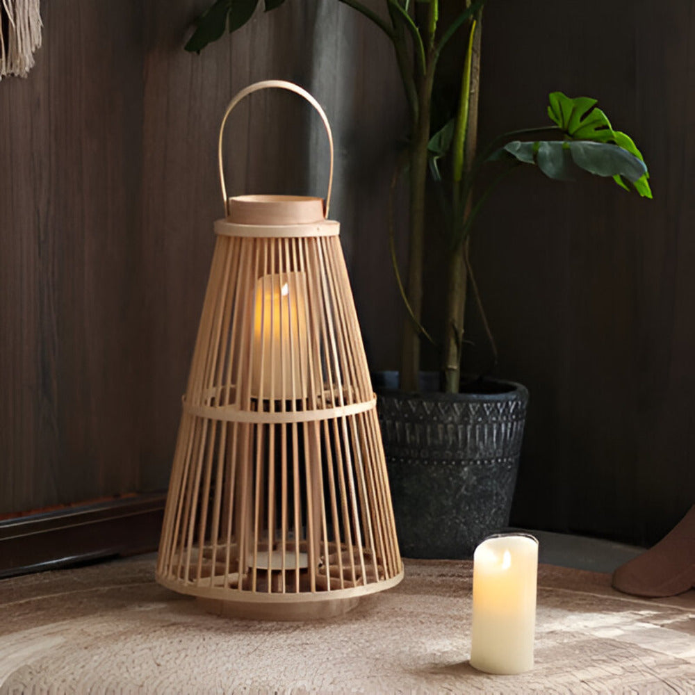 Rattan Lantern Handwoven Flameless LED & Battery Powered