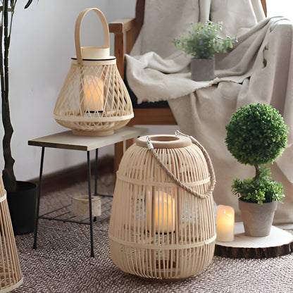 Rattan Lantern Handwoven Flameless LED & Battery Powered