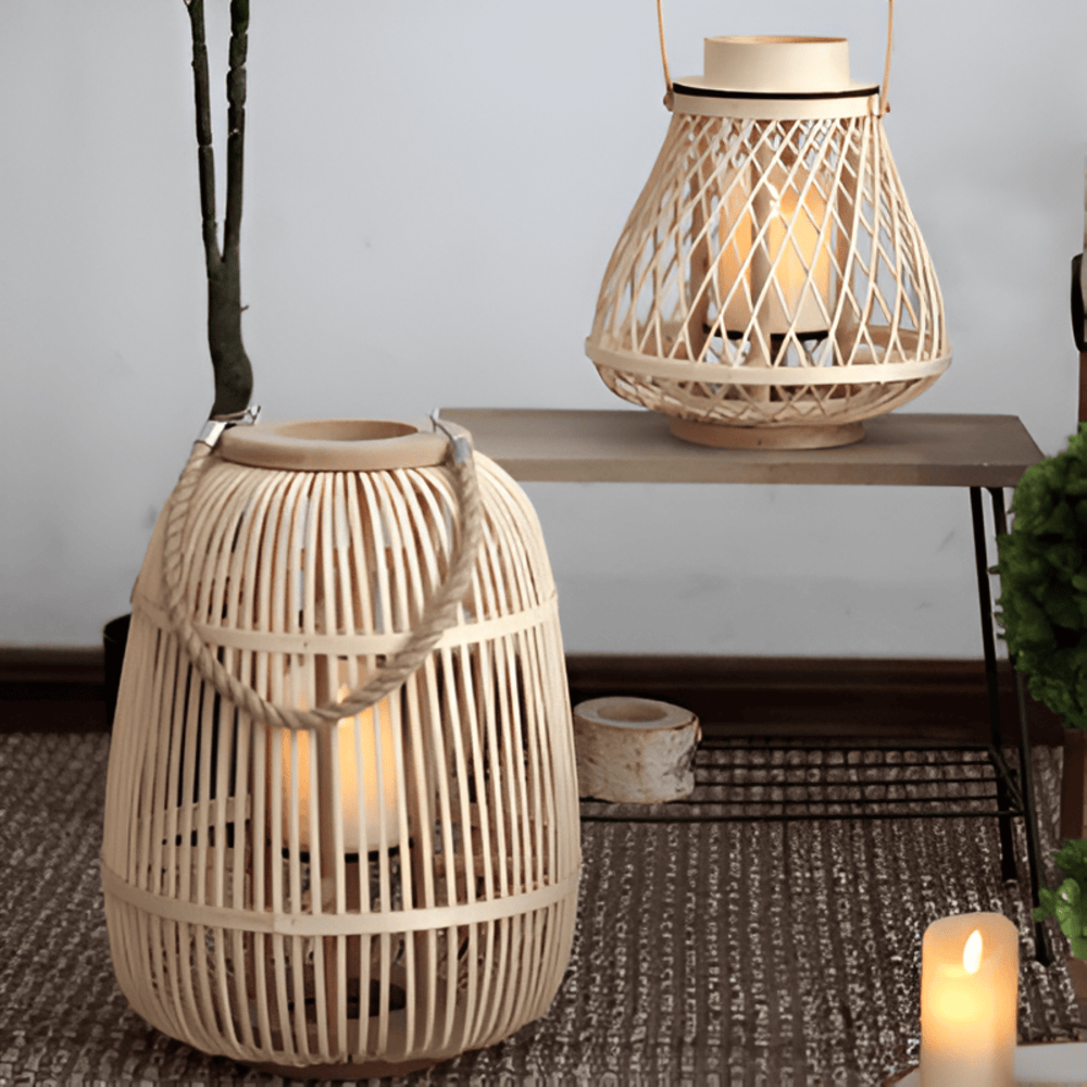 Rattan Lantern Handwoven Flameless LED & Battery Powered