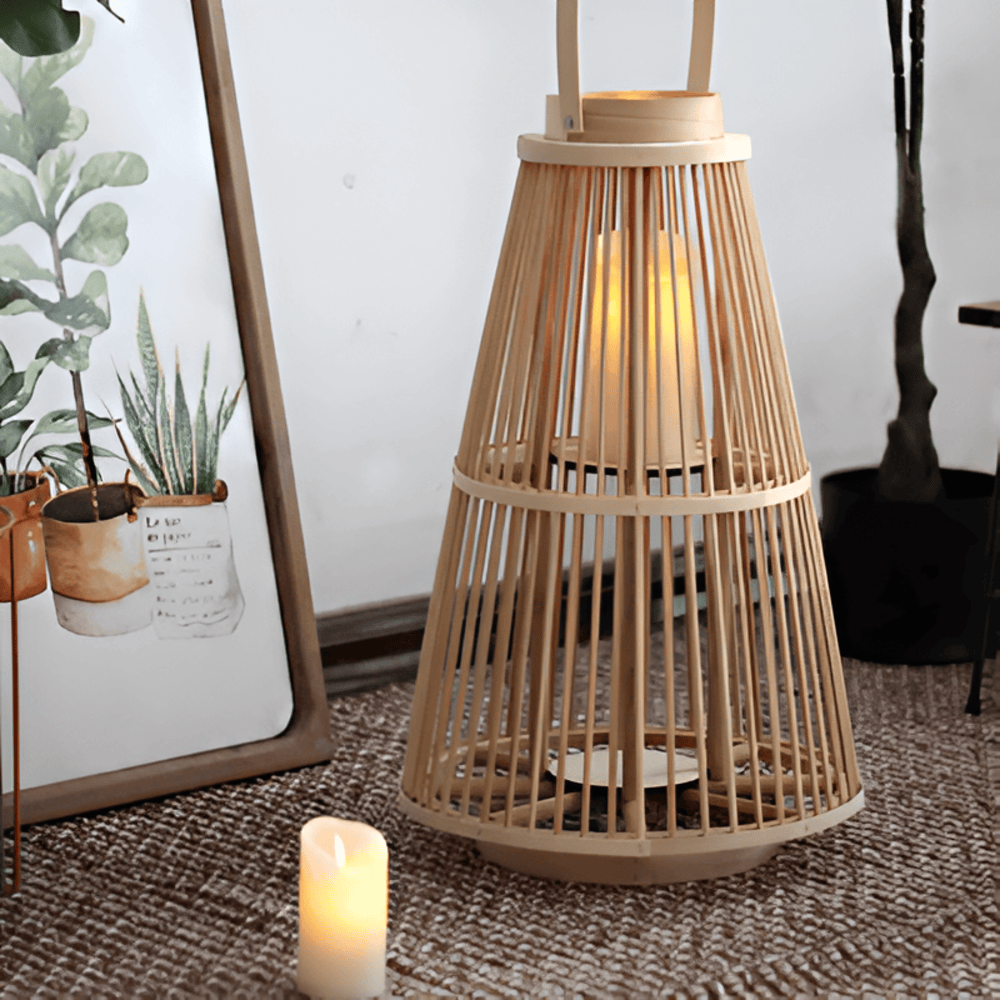 Rattan Lantern Handwoven Flameless LED & Battery Powered