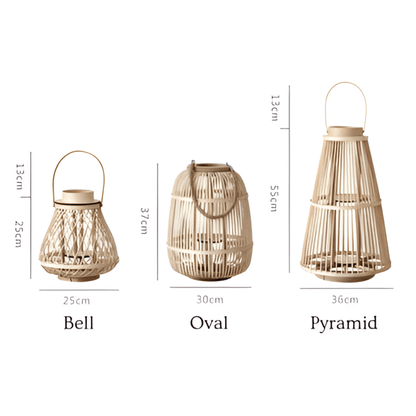 Rattan Lantern Handwoven Flameless LED & Battery Powered