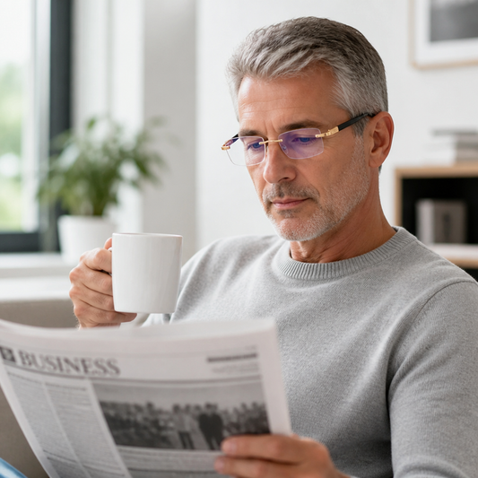 Reading Glasses Multifocal Anti-Blue Light Titanium Frame