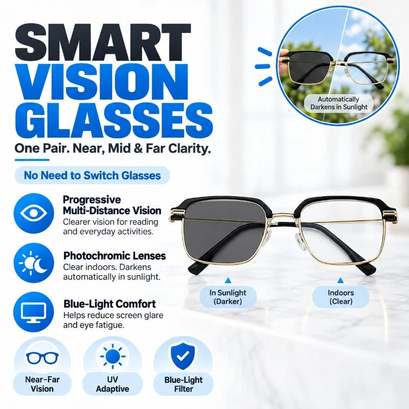 Reading Glasses Progressive Photochromic Blue Light Filtering