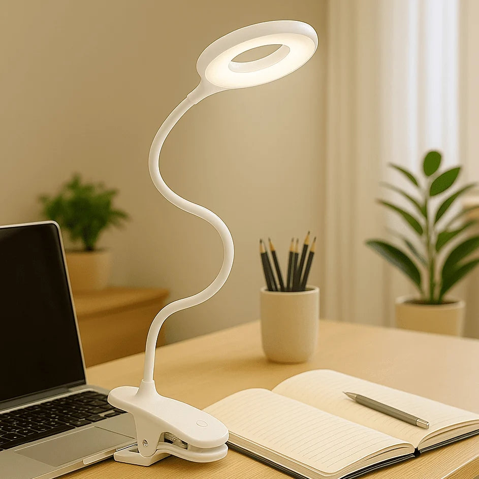 Reading Lamp Clip-On Adjustable Neck Dimmable USB Powered