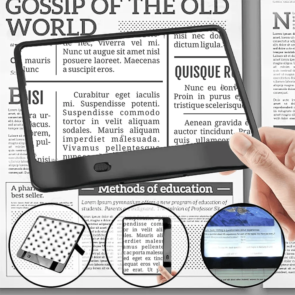 Reading Magnifier 3X Full-Page LED Lighting