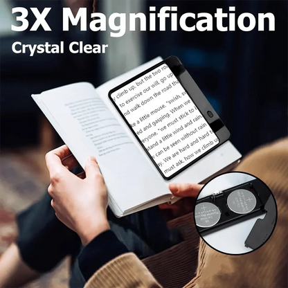 Reading Magnifier 3X Full-Page LED Lighting