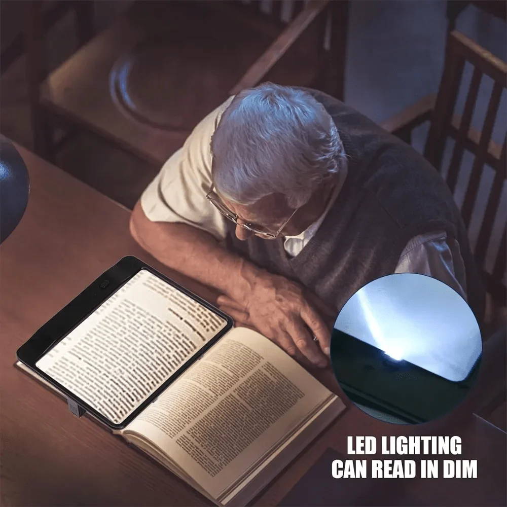 Reading Magnifier 3X Full-Page LED Lighting