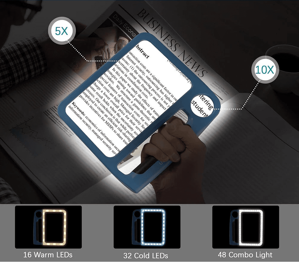 Reading Magnifier Dual 5x & 10x USB Rechargeable