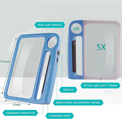 Reading Magnifier Dual 5x & 10x USB Rechargeable