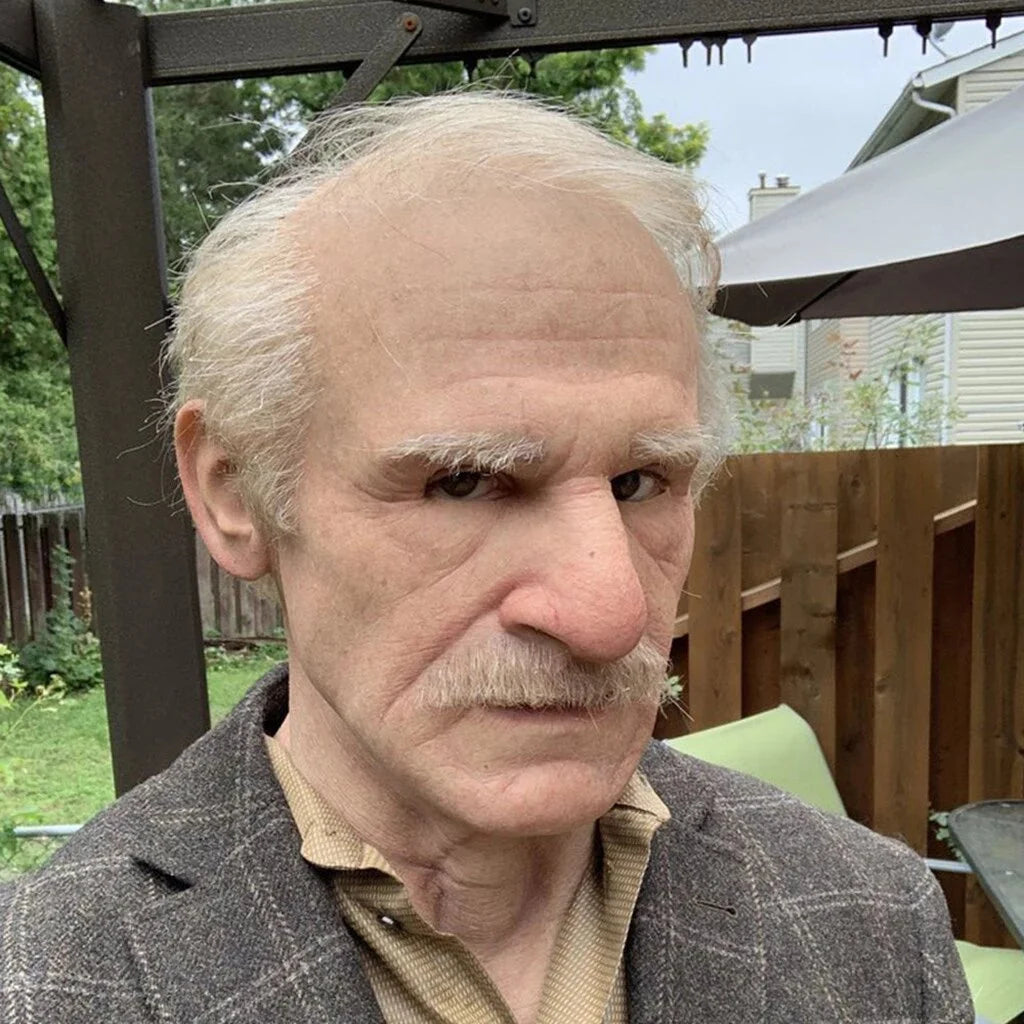 Realistic Latex Halloween Mask for Adults – Eerie Elderly Man Design