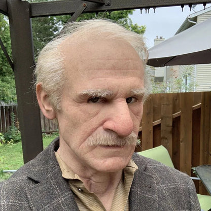 Realistic Latex Halloween Mask for Adults – Eerie Elderly Man Design