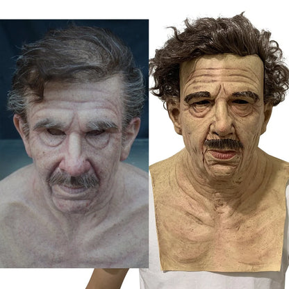 Realistic Latex Halloween Mask for Adults – Eerie Elderly Man Design