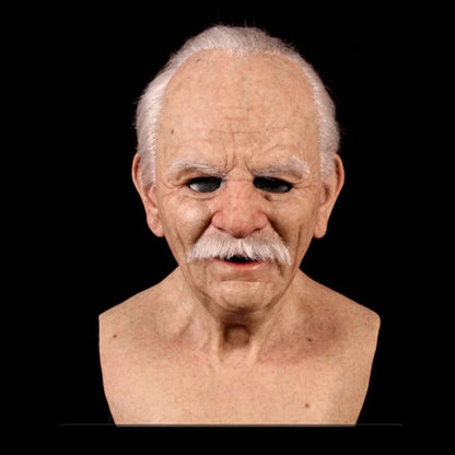 Realistic Latex Halloween Mask for Adults – Eerie Elderly Man Design
