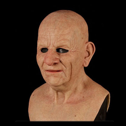 Realistic Latex Halloween Mask for Adults – Eerie Elderly Man Design