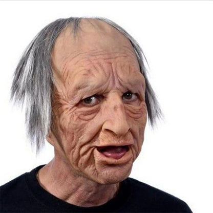 Realistic Latex Halloween Mask for Adults – Eerie Elderly Man Design