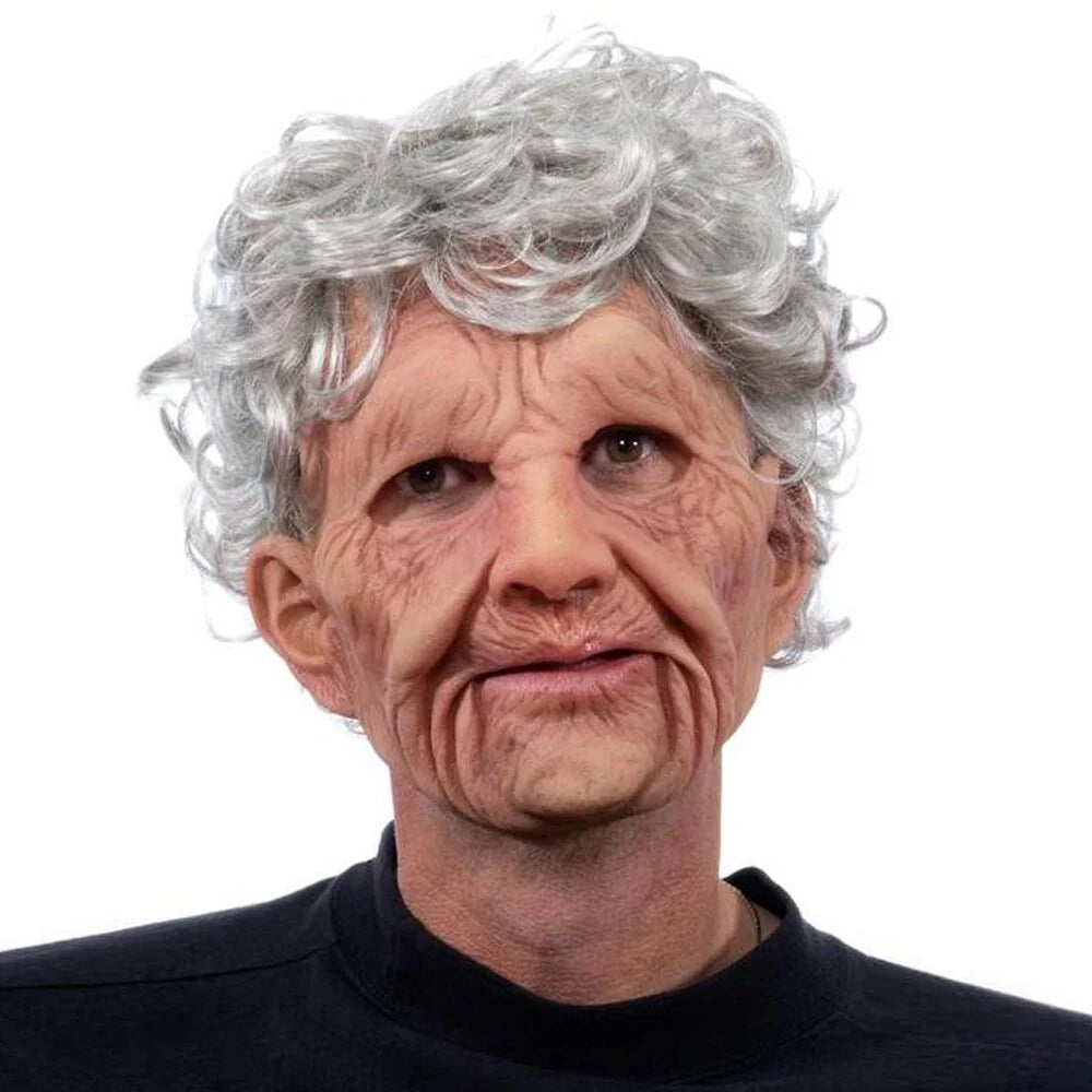Realistic Latex Halloween Mask for Adults – Eerie Elderly Man Design