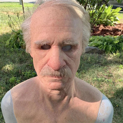 Realistic Latex Halloween Mask for Adults – Eerie Elderly Man Design