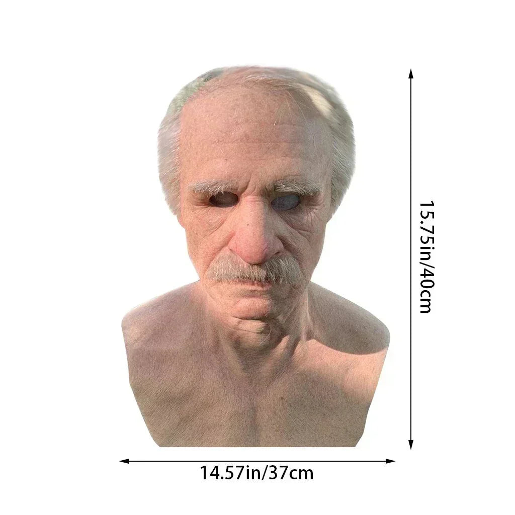 Realistic Latex Halloween Mask for Adults – Eerie Elderly Man Design