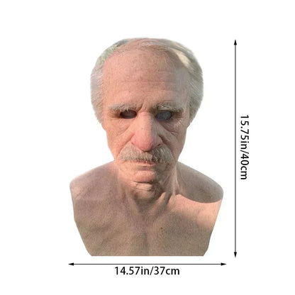 Realistic Latex Halloween Mask for Adults – Eerie Elderly Man Design