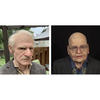 Realistic Latex Halloween Mask for Adults – Eerie Elderly Man Design