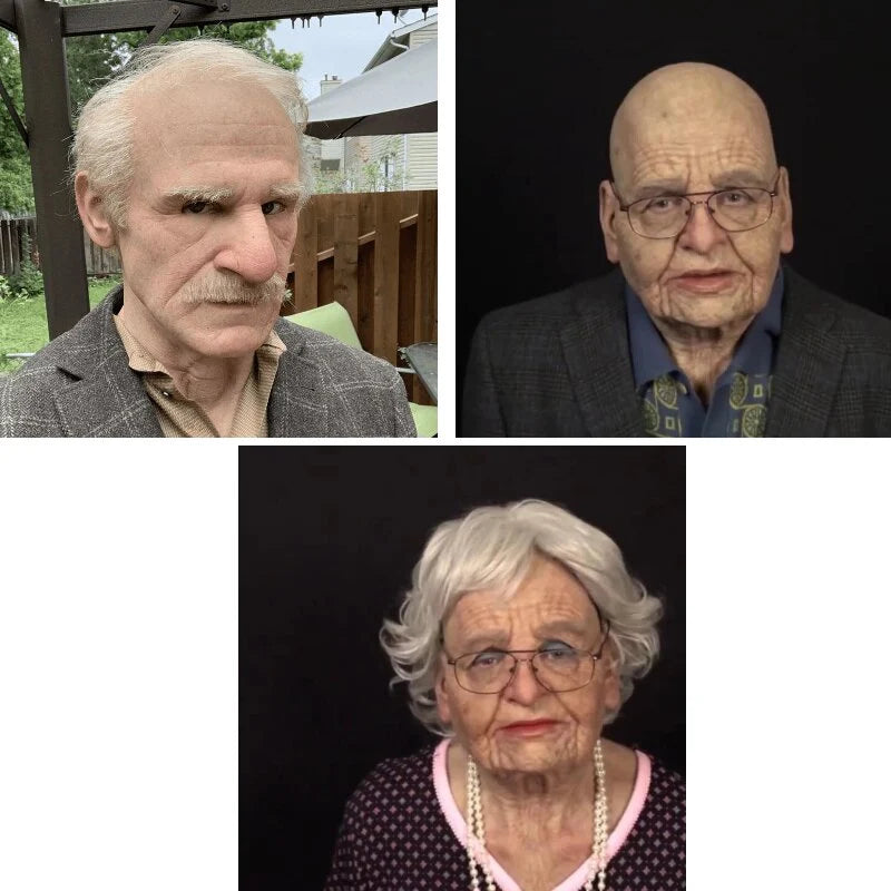 Realistic Latex Halloween Mask for Adults – Eerie Elderly Man Design