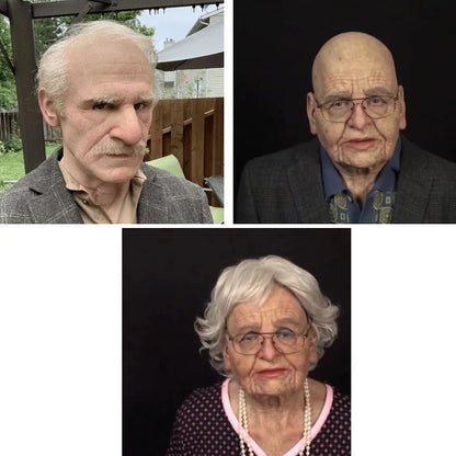 Realistic Latex Halloween Mask for Adults – Eerie Elderly Man Design