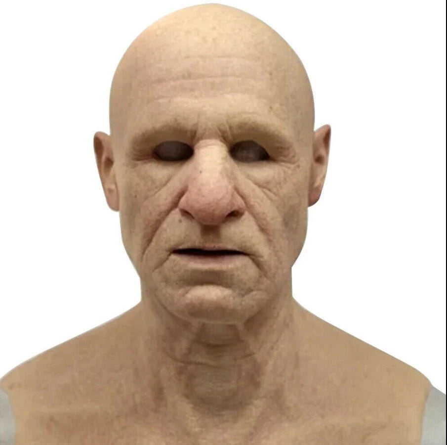 Realistic Latex Halloween Mask for Adults – Eerie Elderly Man Design