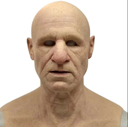 Realistic Latex Halloween Mask for Adults – Eerie Elderly Man Design