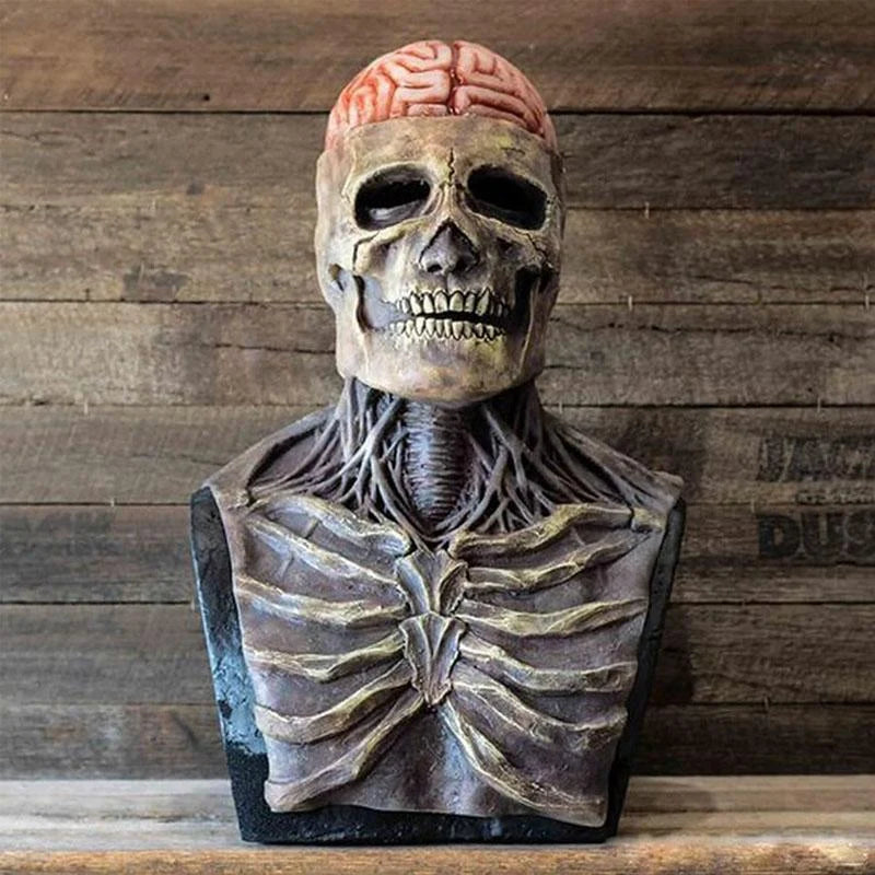 Realistic Skeleton Halloween Mask for Adults with Brains