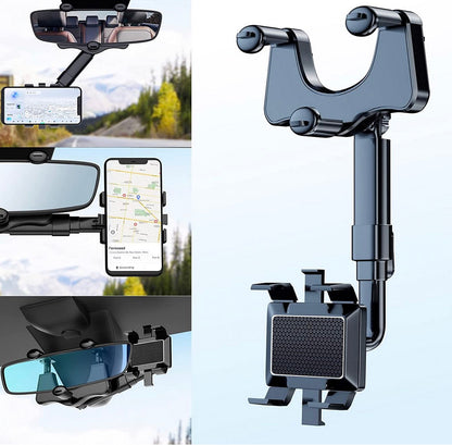 Rearview Mirror Phone Holder Rotatable & Extendable Arm