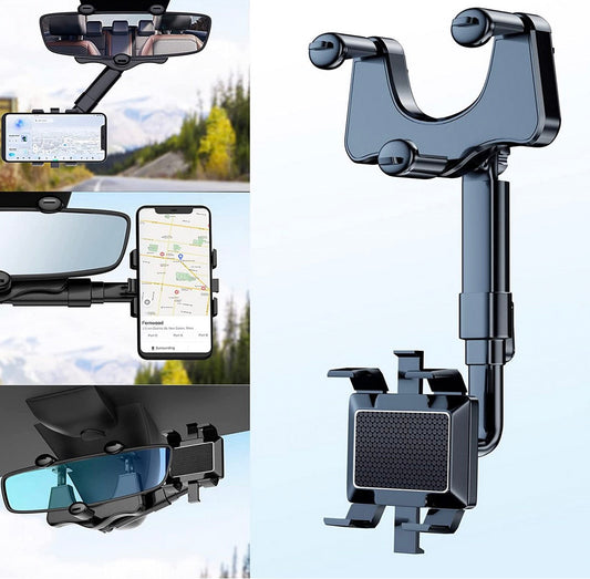 Rearview Mirror Phone Holder Rotatable & Extendable Arm