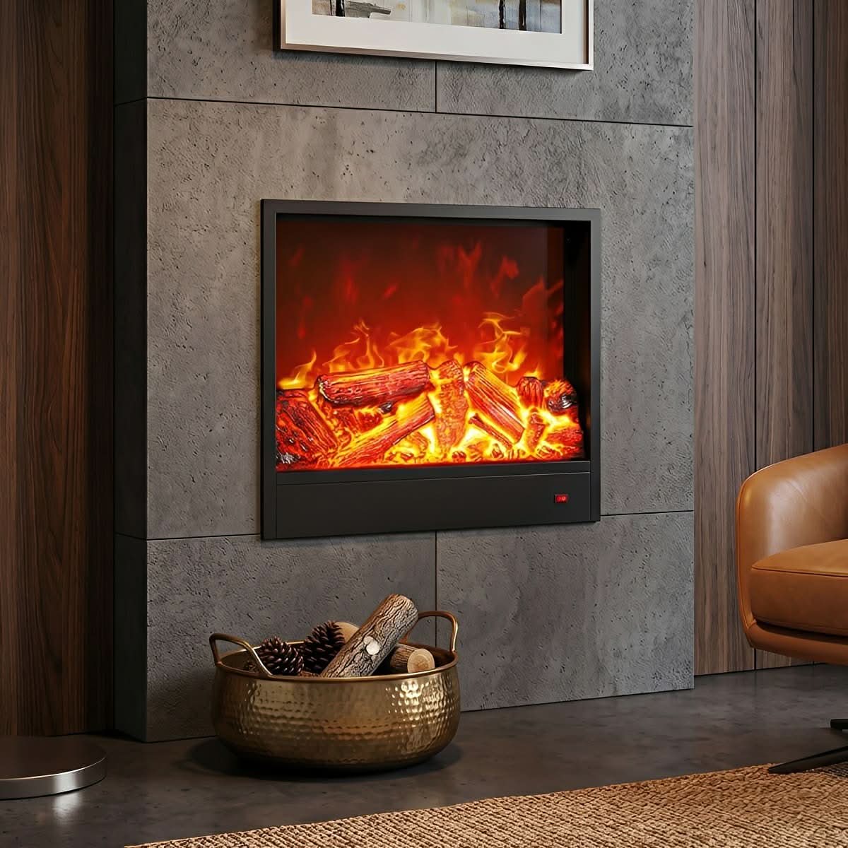 Recessed Wall Heater LED Flame Effect Remote Control