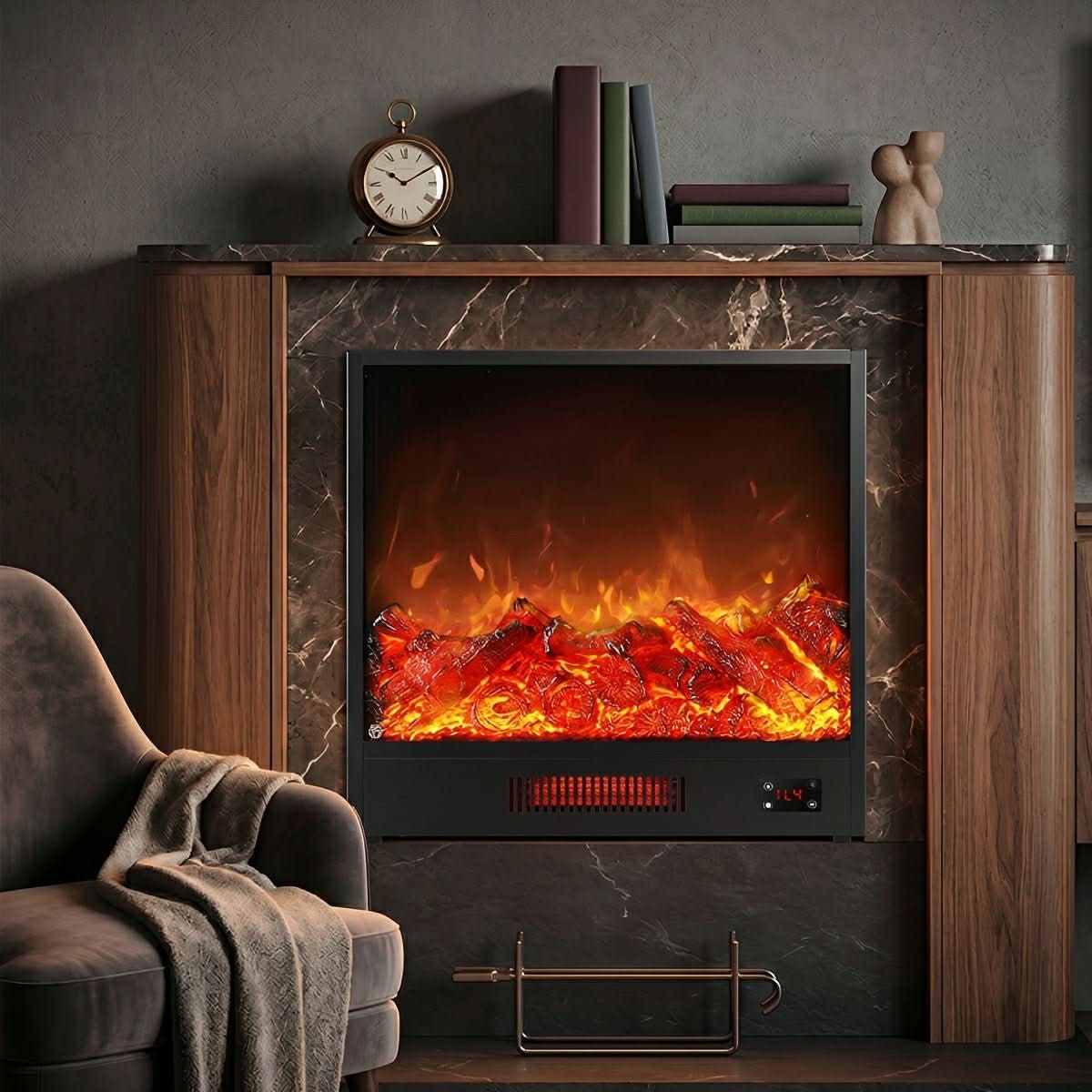 Recessed Wall Heater LED Flame Effect Remote Control