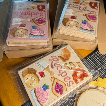 Recipe Book Hand-Embroidered Cover Splash-Resistant Pages